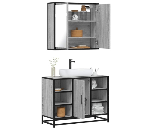 Set de muebles de baño 2 pzas madera contrachapada gris sonoma