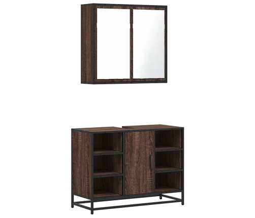 Set de muebles baño 2 pzas madera contrachapada marrón roble