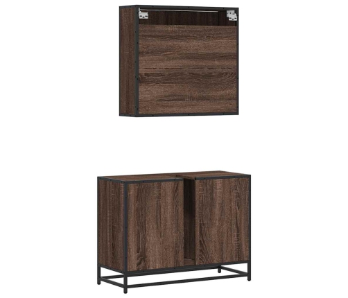 Set de muebles baño 2 pzas madera contrachapada marrón roble