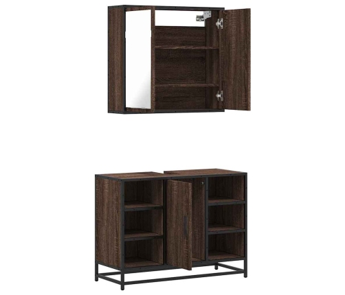 Set de muebles baño 2 pzas madera contrachapada marrón roble