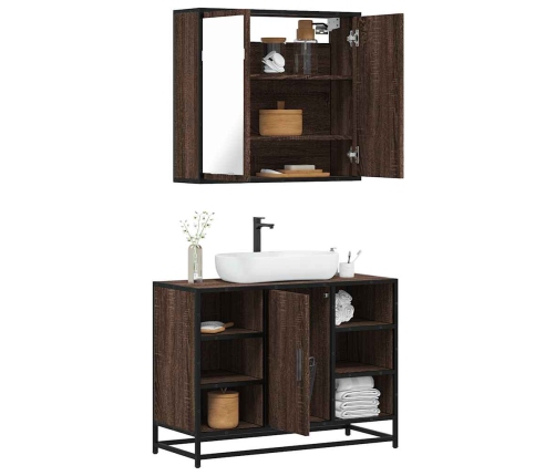 Set de muebles baño 2 pzas madera contrachapada marrón roble