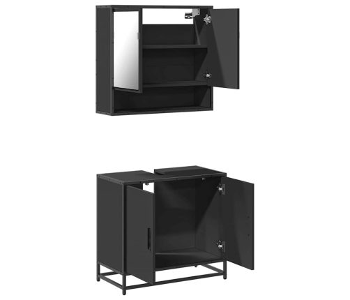 Juego de muebles de baño 2 pzas madera contrachapada negro