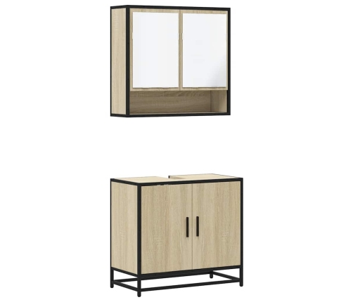 Set de muebles de baño 2 pzas madera contrachapada roble Sonoma