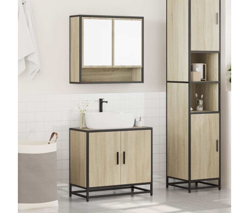 Set de muebles de baño 2 pzas madera contrachapada roble Sonoma