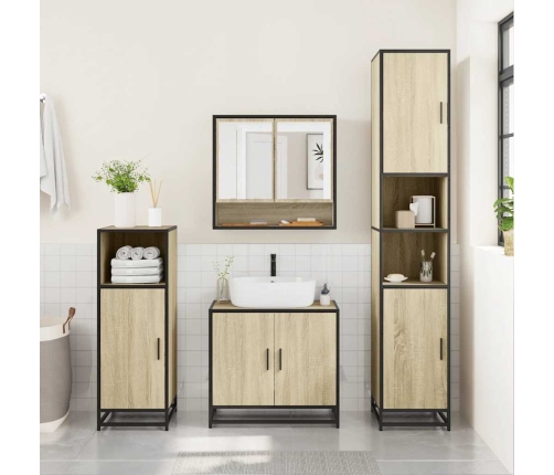 Set de muebles de baño 2 pzas madera contrachapada roble Sonoma