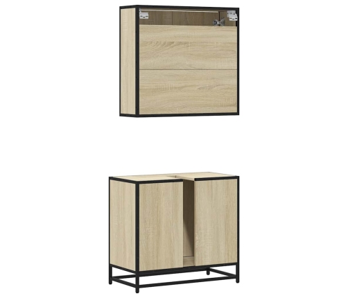 Set de muebles de baño 2 pzas madera contrachapada roble Sonoma