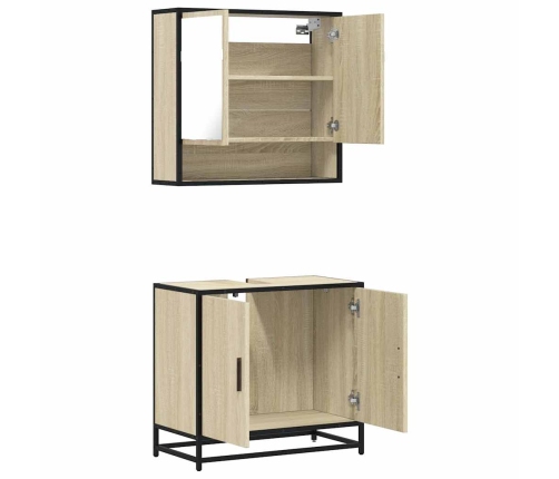 Set de muebles de baño 2 pzas madera contrachapada roble Sonoma