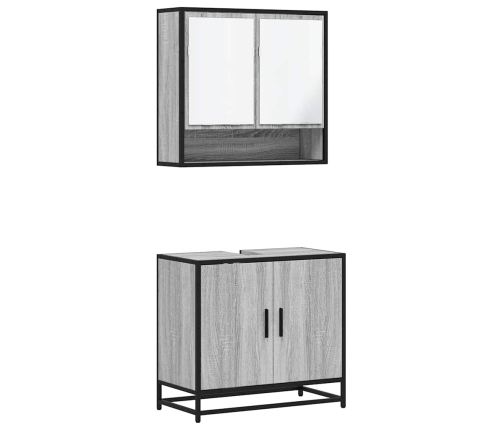 Set de muebles de baño 2 pzas madera contrachapada gris sonoma