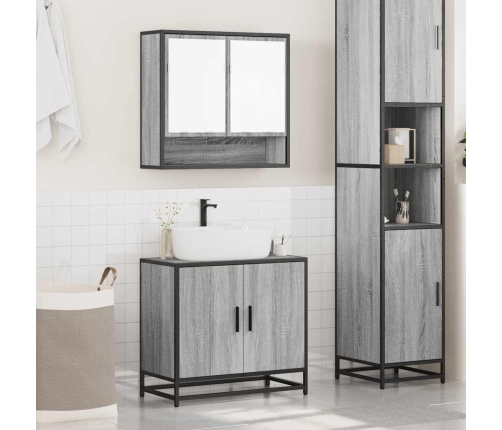 Set de muebles de baño 2 pzas madera contrachapada gris sonoma