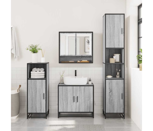 Set de muebles de baño 2 pzas madera contrachapada gris sonoma