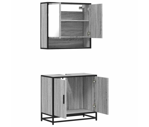 Set de muebles de baño 2 pzas madera contrachapada gris sonoma