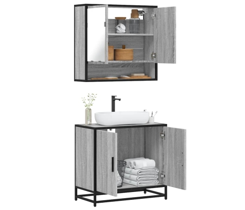 Set de muebles de baño 2 pzas madera contrachapada gris sonoma