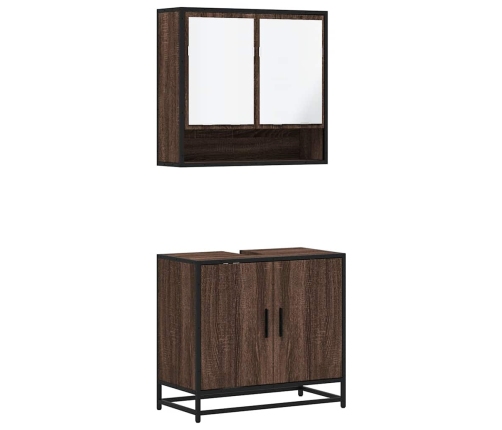 Set de muebles baño 2 pzas madera contrachapada marrón roble