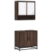 Set de muebles baño 2 pzas madera contrachapada marrón roble