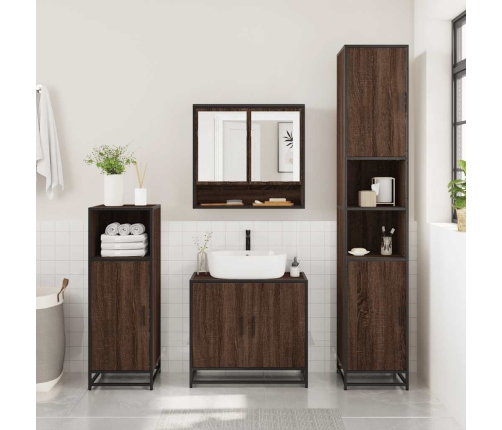 Set de muebles baño 2 pzas madera contrachapada marrón roble