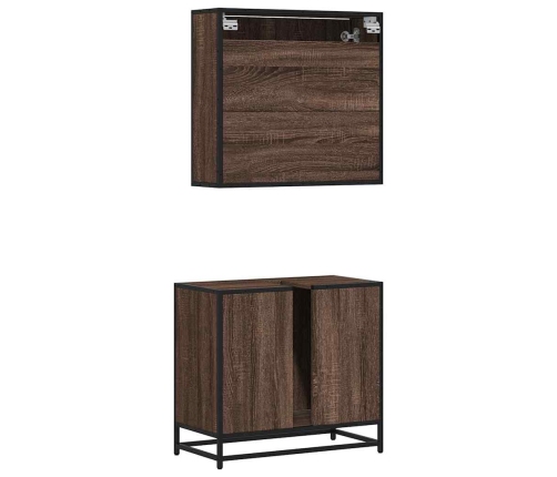 Set de muebles baño 2 pzas madera contrachapada marrón roble