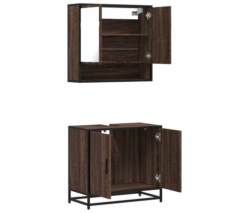 Set de muebles baño 2 pzas madera contrachapada marrón roble