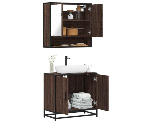 Set de muebles baño 2 pzas madera contrachapada marrón roble