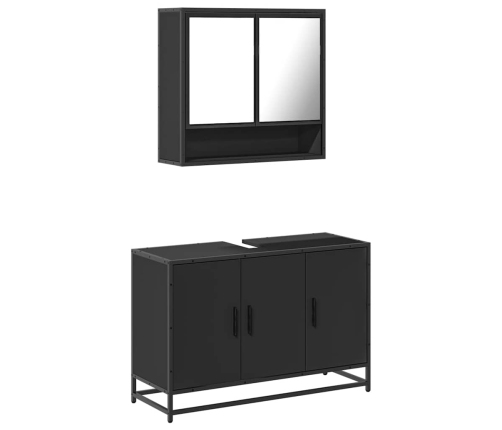 Juego de muebles de baño 2 pzas madera contrachapada negro