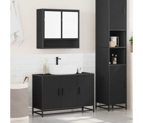 Juego de muebles de baño 2 pzas madera contrachapada negro