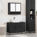 Juego de muebles de baño 2 pzas madera contrachapada negro