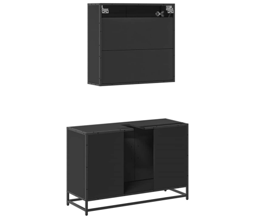 Juego de muebles de baño 2 pzas madera contrachapada negro