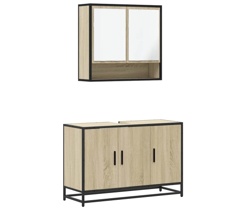 Set de muebles de baño 2 pzas madera contrachapada roble Sonoma