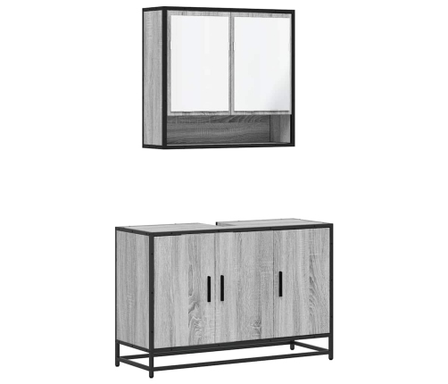 Set de muebles de baño 2 pzas madera contrachapada gris sonoma