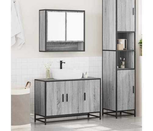 Set de muebles de baño 2 pzas madera contrachapada gris sonoma