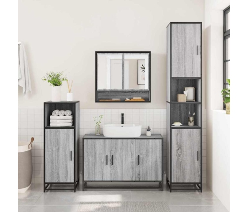 Set de muebles de baño 2 pzas madera contrachapada gris sonoma