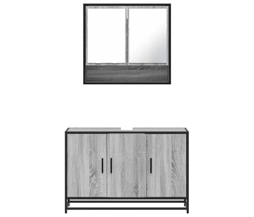 Set de muebles de baño 2 pzas madera contrachapada gris sonoma