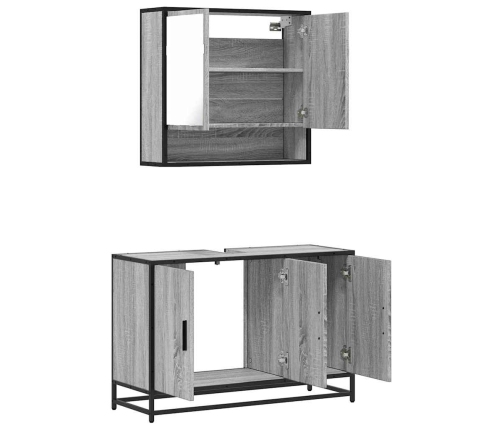 Set de muebles de baño 2 pzas madera contrachapada gris sonoma