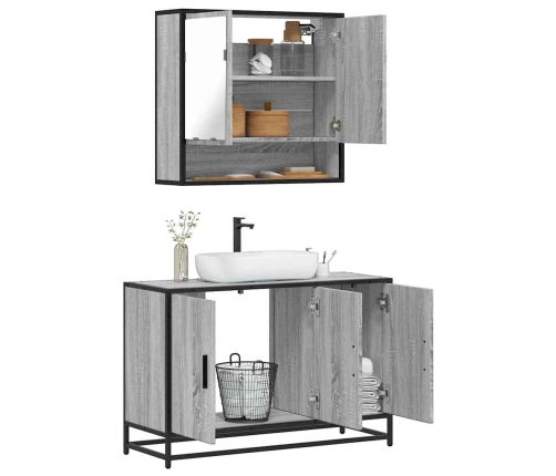 Set de muebles de baño 2 pzas madera contrachapada gris sonoma