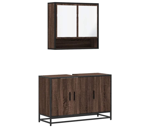 Set de muebles baño 2 pzas madera contrachapada marrón roble