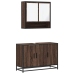 Set de muebles baño 2 pzas madera contrachapada marrón roble