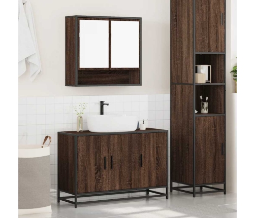 Set de muebles baño 2 pzas madera contrachapada marrón roble