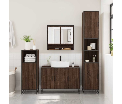 Set de muebles baño 2 pzas madera contrachapada marrón roble