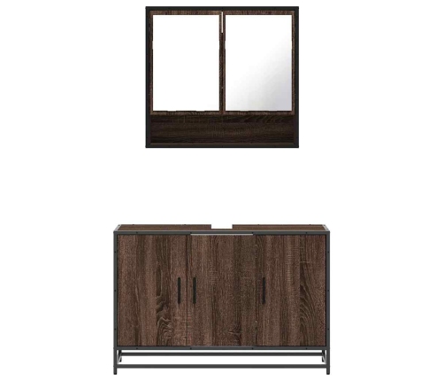 Set de muebles baño 2 pzas madera contrachapada marrón roble