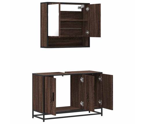 Set de muebles baño 2 pzas madera contrachapada marrón roble