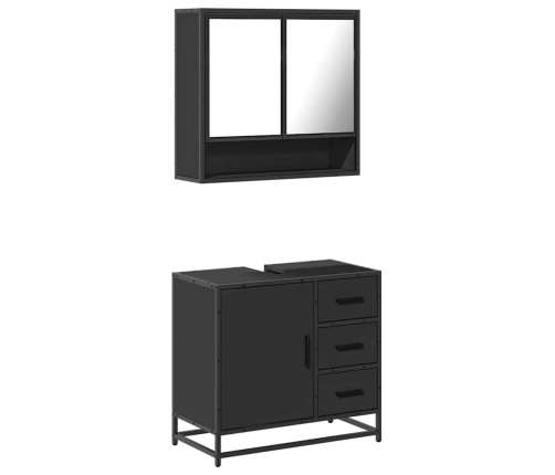 Juego de muebles de baño 2 pzas madera contrachapada negro