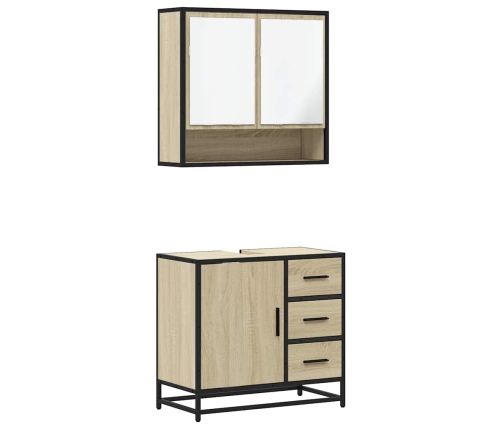 Set de muebles de baño 2 pzas madera contrachapada roble Sonoma