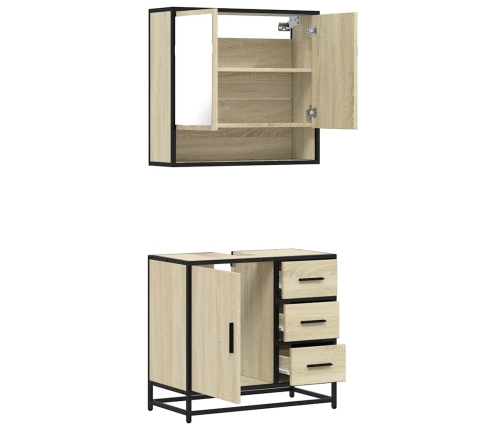 Set de muebles de baño 2 pzas madera contrachapada roble Sonoma