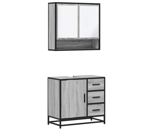 Set de muebles de baño 2 pzas madera contrachapada gris sonoma