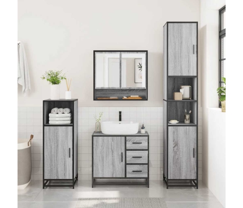 Set de muebles de baño 2 pzas madera contrachapada gris sonoma