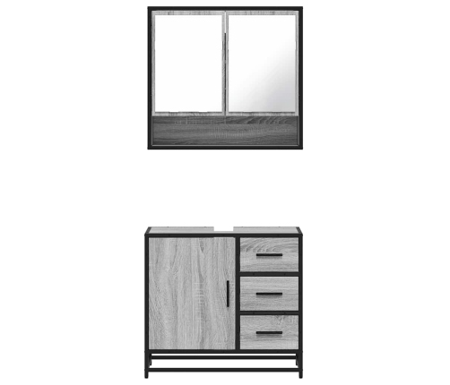 Set de muebles de baño 2 pzas madera contrachapada gris sonoma