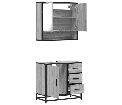 Set de muebles de baño 2 pzas madera contrachapada gris sonoma