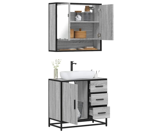 Set de muebles de baño 2 pzas madera contrachapada gris sonoma