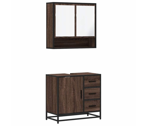 Set de muebles baño 2 pzas madera contrachapada marrón roble