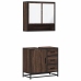 Set de muebles baño 2 pzas madera contrachapada marrón roble