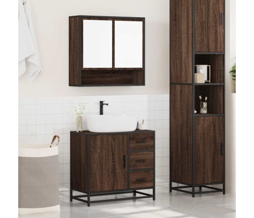 Set de muebles baño 2 pzas madera contrachapada marrón roble